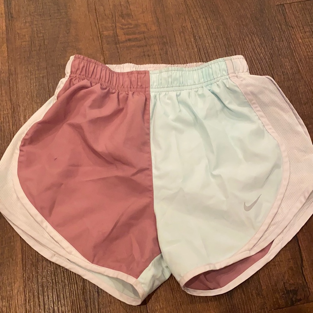 LAVENDER AND LIGHT BLUR SPLIT NIKE SHORTS